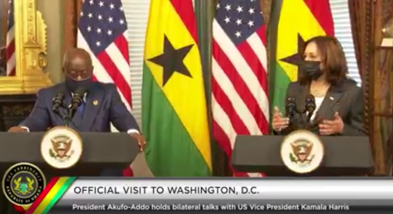 President Akufo-Addo and Vice President Kamala Harris address the press at the White House