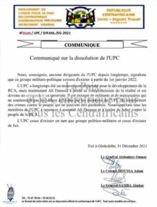 UPC generals announce that their movement is ceasing to exist